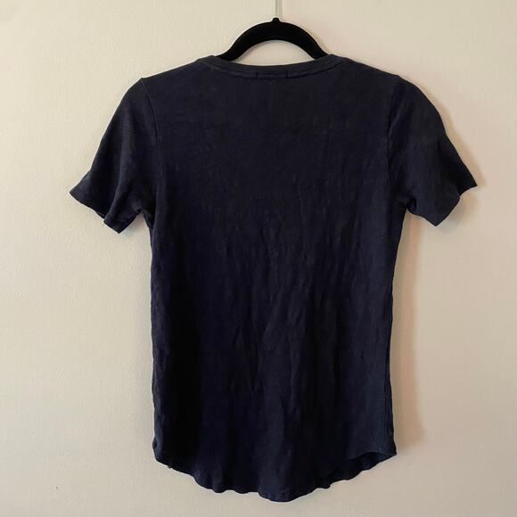 ATM Women's Navy Blue V-neck T-Shirt 100% Cotton Basic Minimalist size Small - Picture 6 of 9